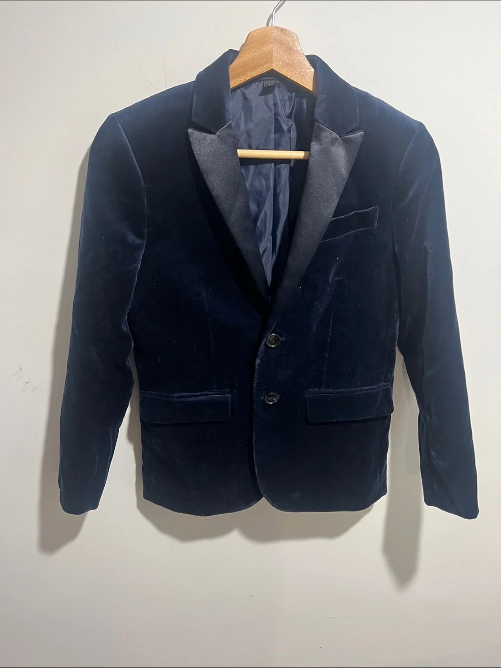 Boys Crewcuts Navy Velvet Blazer - Classic Two-Button Jacket Size 12